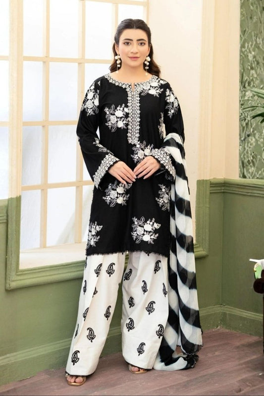 3PC EMBROIDERED LAWN SUIT - SR-777 - Rangoli Store