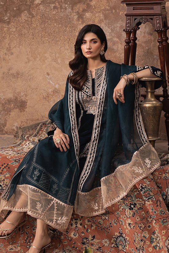 3PC EMBROIDERED MICRO 9000 VELVET DRESS - RO - 530 - Rangoli Store