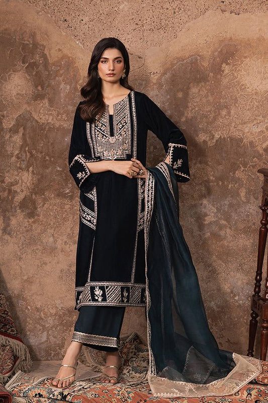 3PC EMBROIDERED MICRO 9000 VELVET DRESS - RO - 530 - Rangoli Store