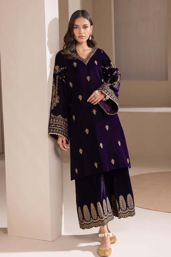 3PC EMBROIDERED MICRO 9000 VELVET DRESS - RO - 532 - Rangoli Store