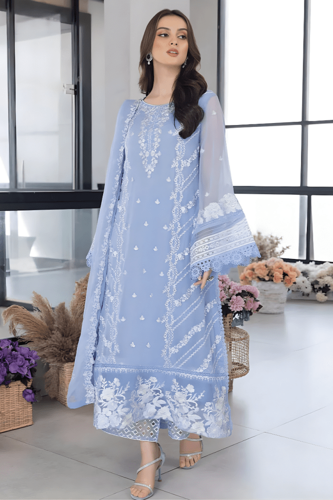 3PC EMBROIDERED ORGANZA SUIT - SR - 683 - Rangoli Store