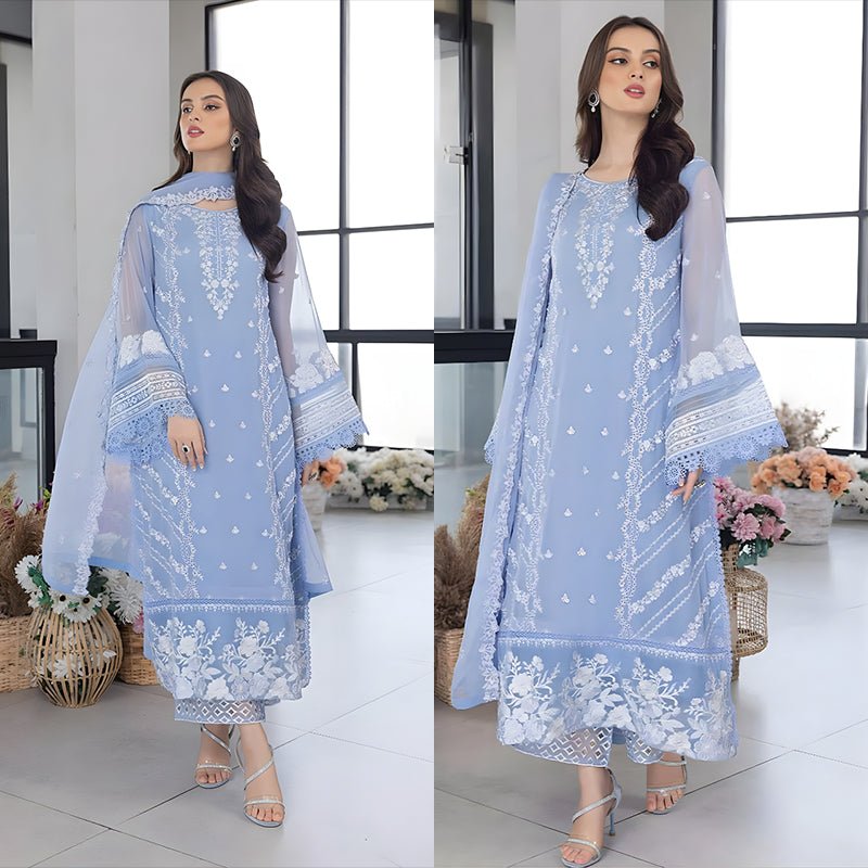 3PC EMBROIDERED ORGANZA SUIT - SR - 683 - Rangoli Store