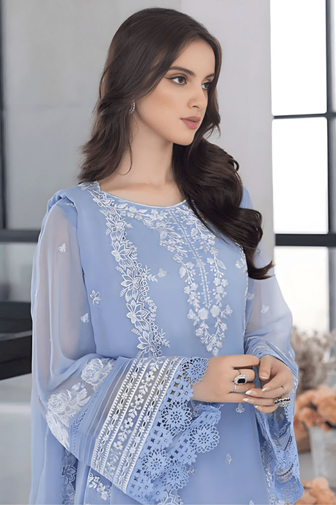 3PC EMBROIDERED ORGANZA SUIT - SR - 683 - Rangoli Store