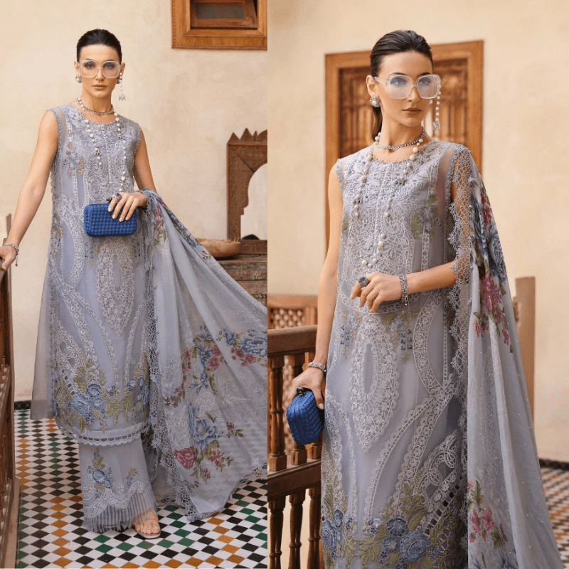 3PC EMBROIDERED ORGANZA SUIT - SR - 684 - Rangoli Store