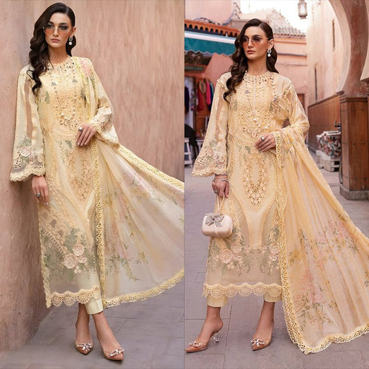 3PC EMBROIDERED ORGANZA SUIT - SR - 685 - Rangoli Store