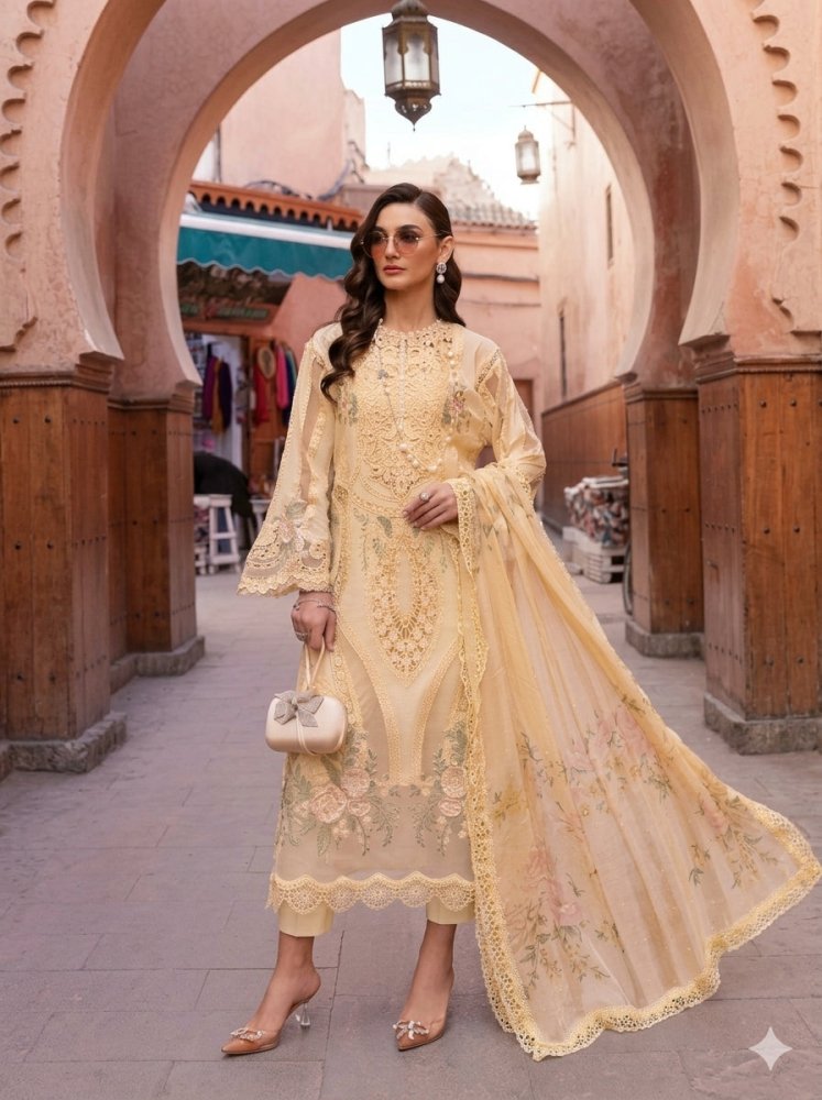 3PC EMBROIDERED ORGANZA SUIT - SR-685 - Rangoli Store