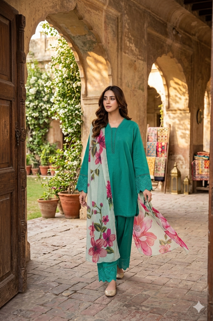 3PC LAWN EMBROIDERED SUIT SR - 495 - Rangoli Store