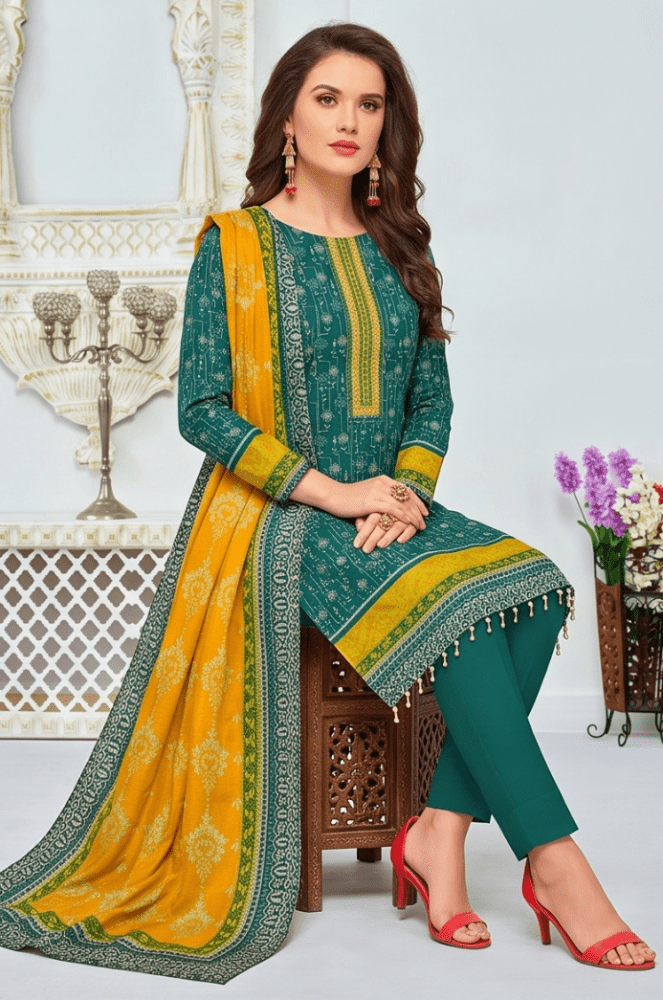 3PC PRINTED LAWN SUIT SR-104 - Rangoli Store