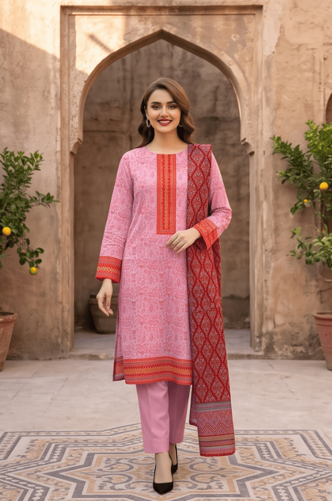 3PC PRINTED LAWN SUIT SR-108 - Rangoli Store