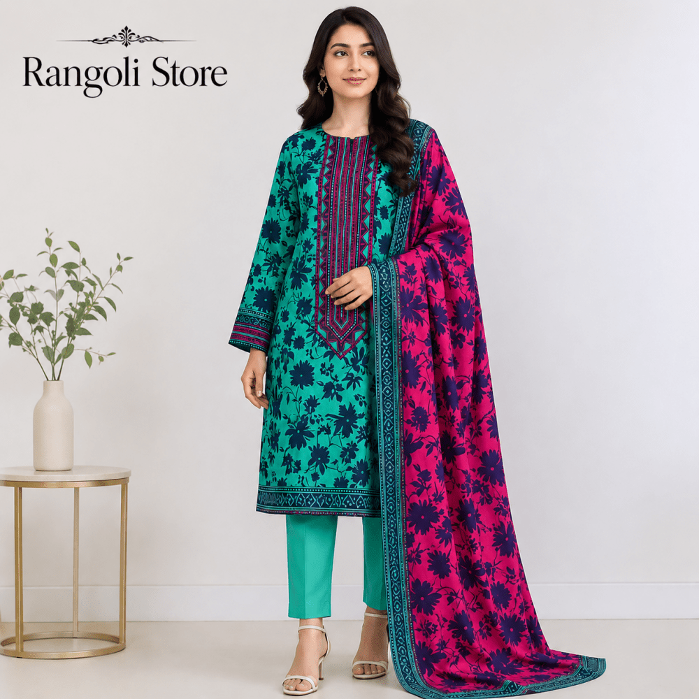 3PC PRINTED LAWN SUIT SR-112 - Rangoli Store