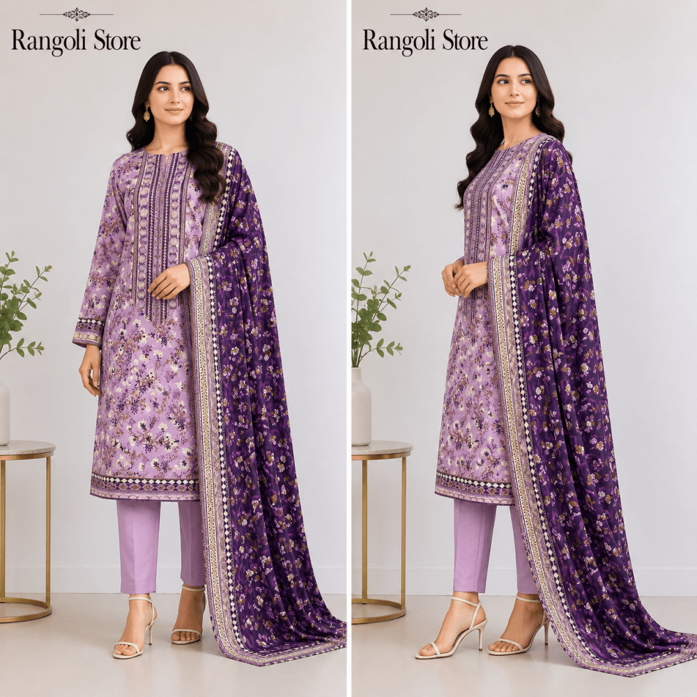 3PC PRINTED LAWN SUIT SR-119 - Rangoli Store