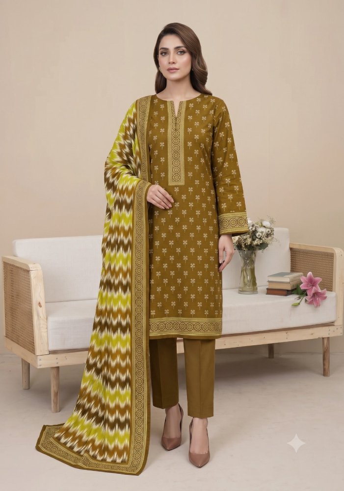 3PC PRINTED LAWN SUIT SR-121 - Rangoli Store
