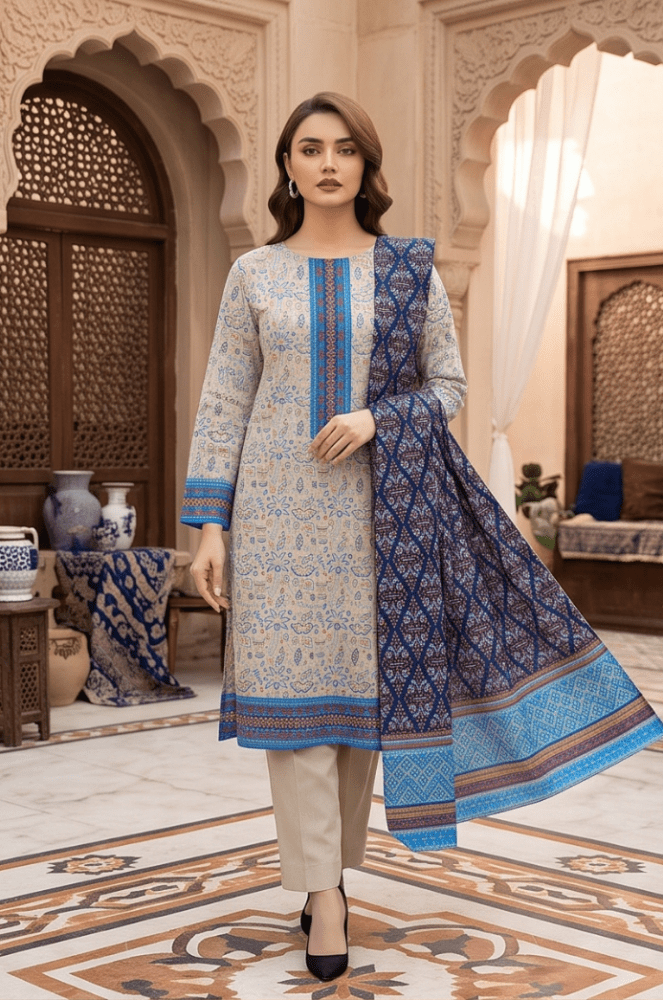 3PC PRINTED LAWN SUIT SR-124 - Rangoli Store