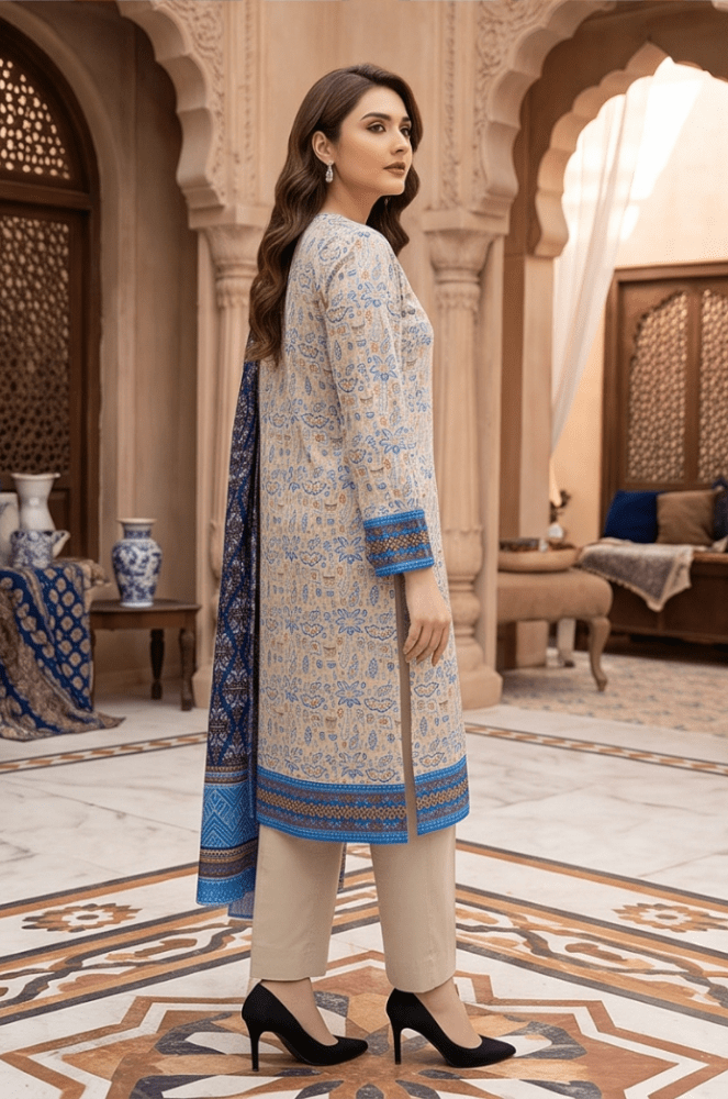 3PC PRINTED LAWN SUIT SR-124 - Rangoli Store