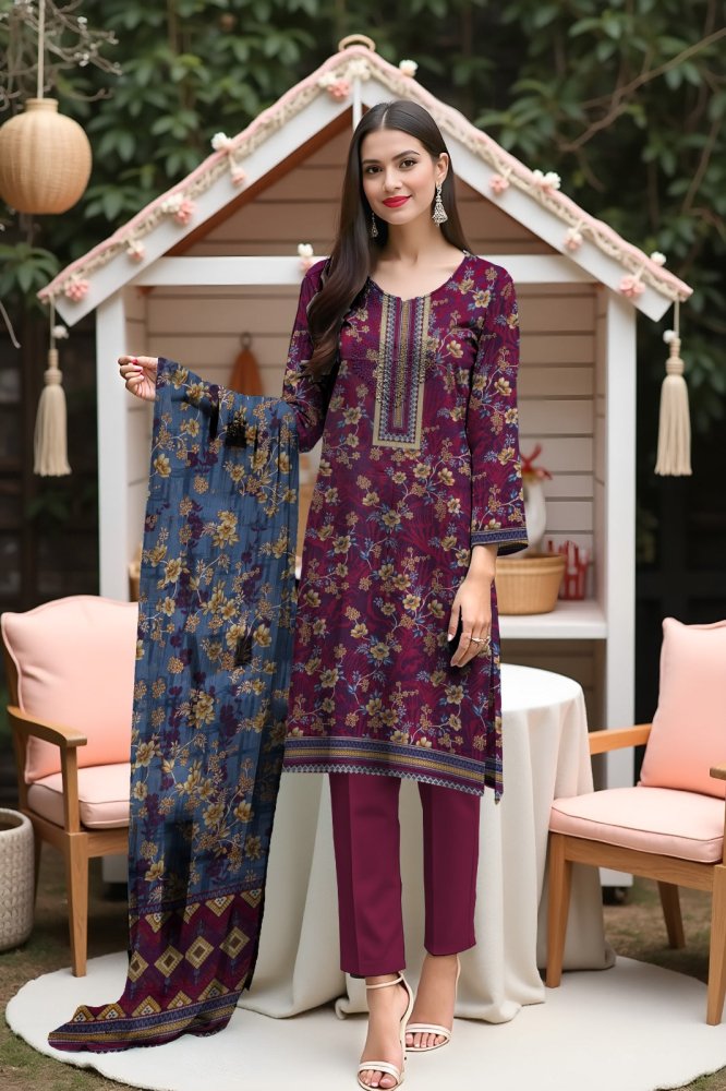 3PC PRINTED LAWN SUIT SR-129 - Rangoli Store