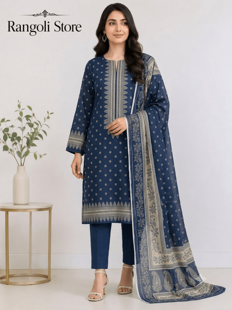 3PC PRINTED LAWN SUIT SR-130 - Rangoli Store