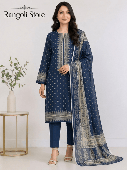 3PC PRINTED LAWN SUIT SR-130 - Rangoli Store