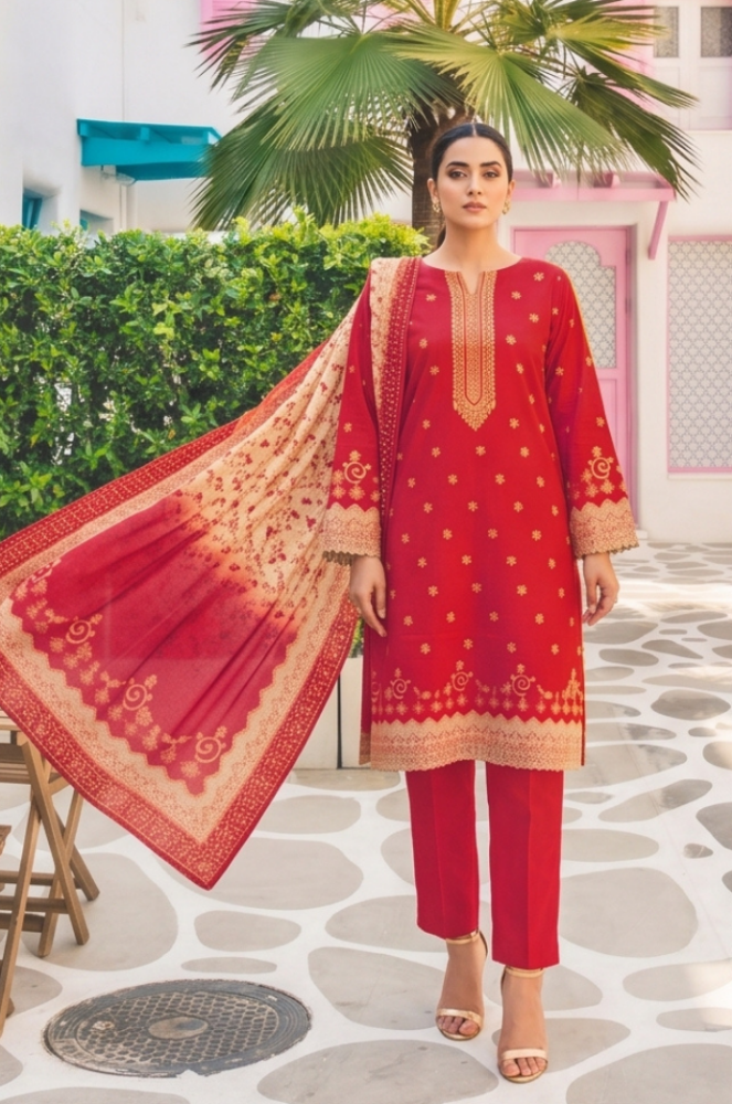 3PC PRINTED LAWN SUIT SR-131 - Rangoli Store