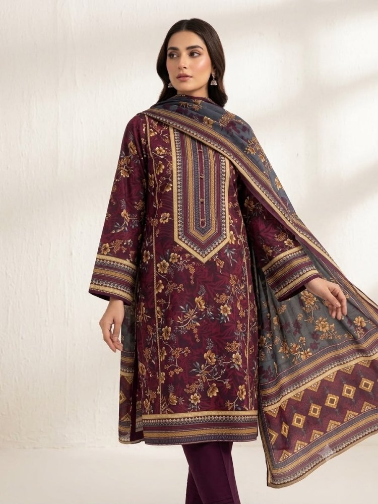 3PC PRINTED LAWN SUIT SR-132 - Rangoli Store