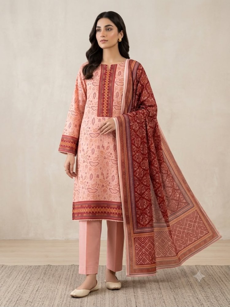 3PC PRINTED LAWN SUIT SR-133 - Rangoli Store