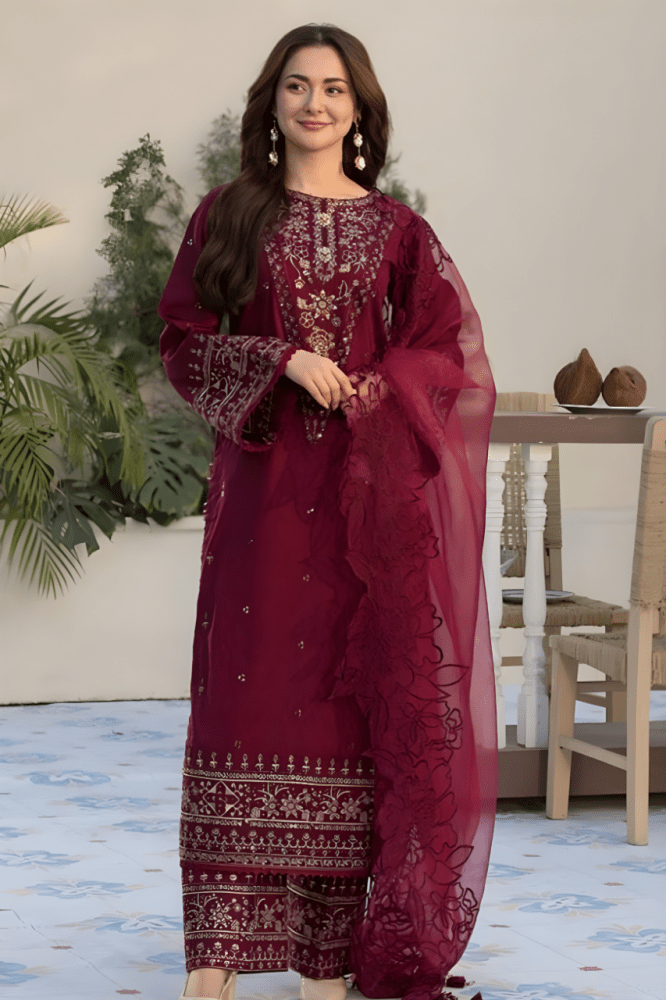 3PC SEQUENCE EMBROIDED LAWN SUIT SR - 496 - Rangoli Store