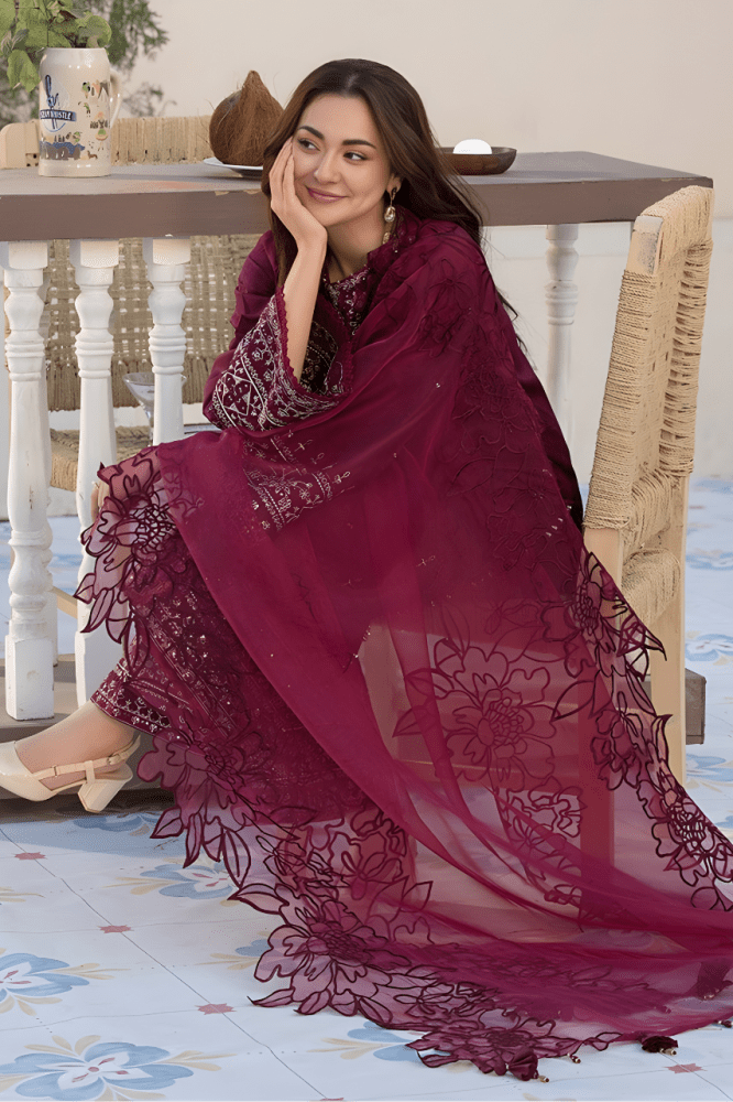 3PC SEQUENCE EMBROIDED LAWN SUIT SR - 496 - Rangoli Store