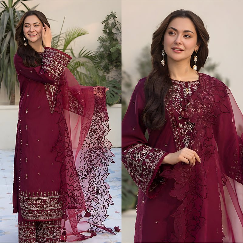 3PC SEQUENCE EMBROIDED LAWN SUIT SR - 496 - Rangoli Store