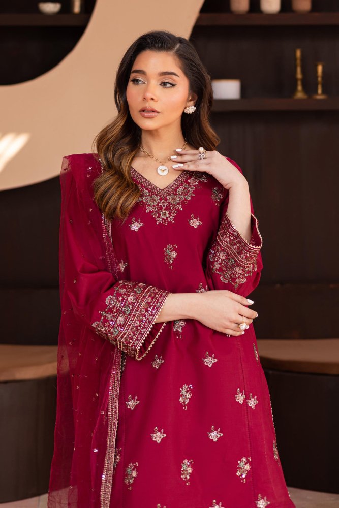 3PC SEQUENCE EMBROIDERED LAWN SUIT - SR - 519 - Rangoli Store