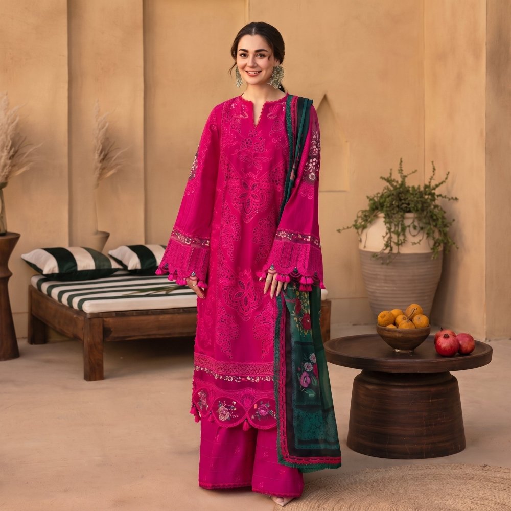 3PC STITCH EMBROIDERED DHANAK SUIT RO - 819 - Rangoli Store