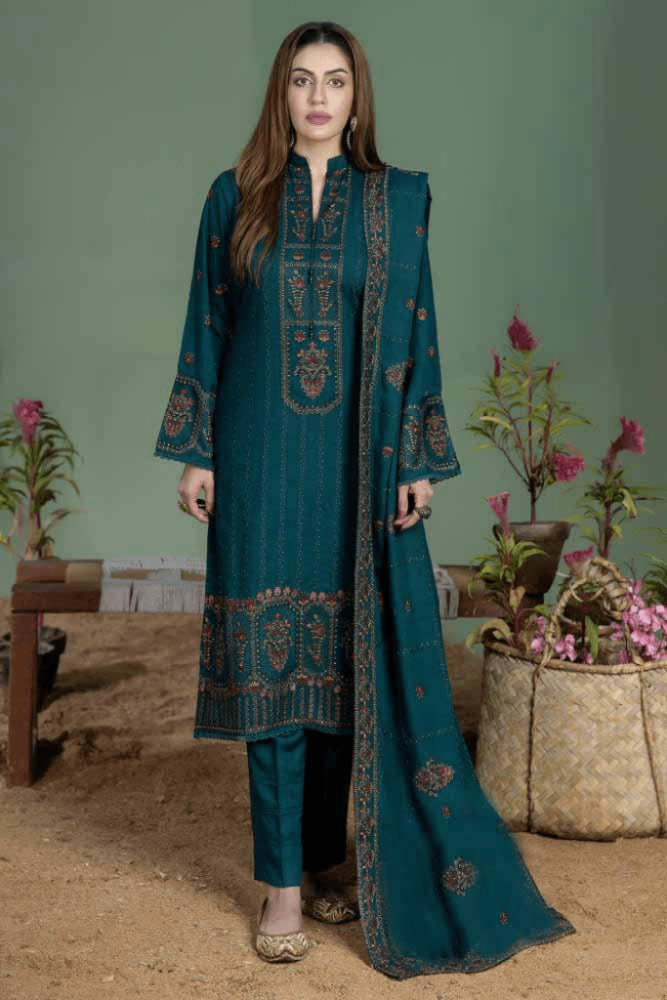 3PC STITCH EMBROIDERED DHANAK SUIT RO - 822 - Rangoli Store