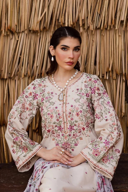 3PC UNSTITCHED EMBROIDERED DHANAK SUIT - RO-802 - Rangoli Store