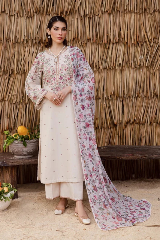 3PC UNSTITCHED EMBROIDERED DHANAK SUIT - RO-802 - Rangoli Store