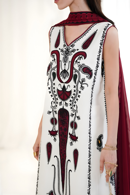 3PC EMBROIDERED LAWN SUIT - SR-703