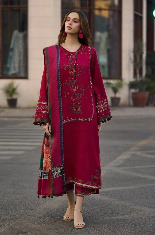3PC EMBROIDERED DHANAK DRESS CZ-2980