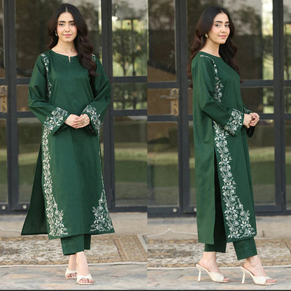 2PC DHANAK EMBROIDED DRESS RO - 443