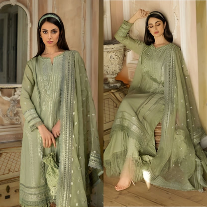3PC EMBROIDERED LAWN SUIT - SR-459