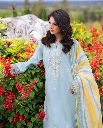 3PC EMBROIDERED LAWN SUIT SR - 518