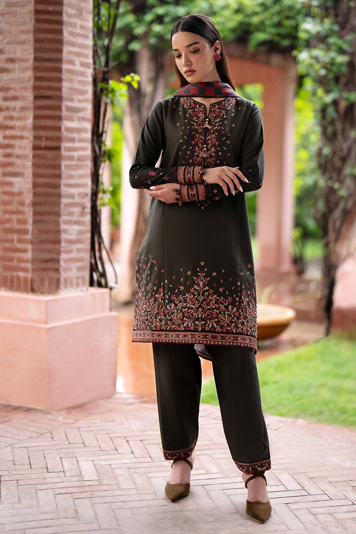 3PC EMBROIDERED DHANAK DRESS JZ-3035