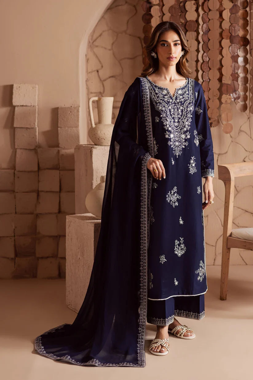 3PC EMBROIDERED DHANAK SUIT - RO-793