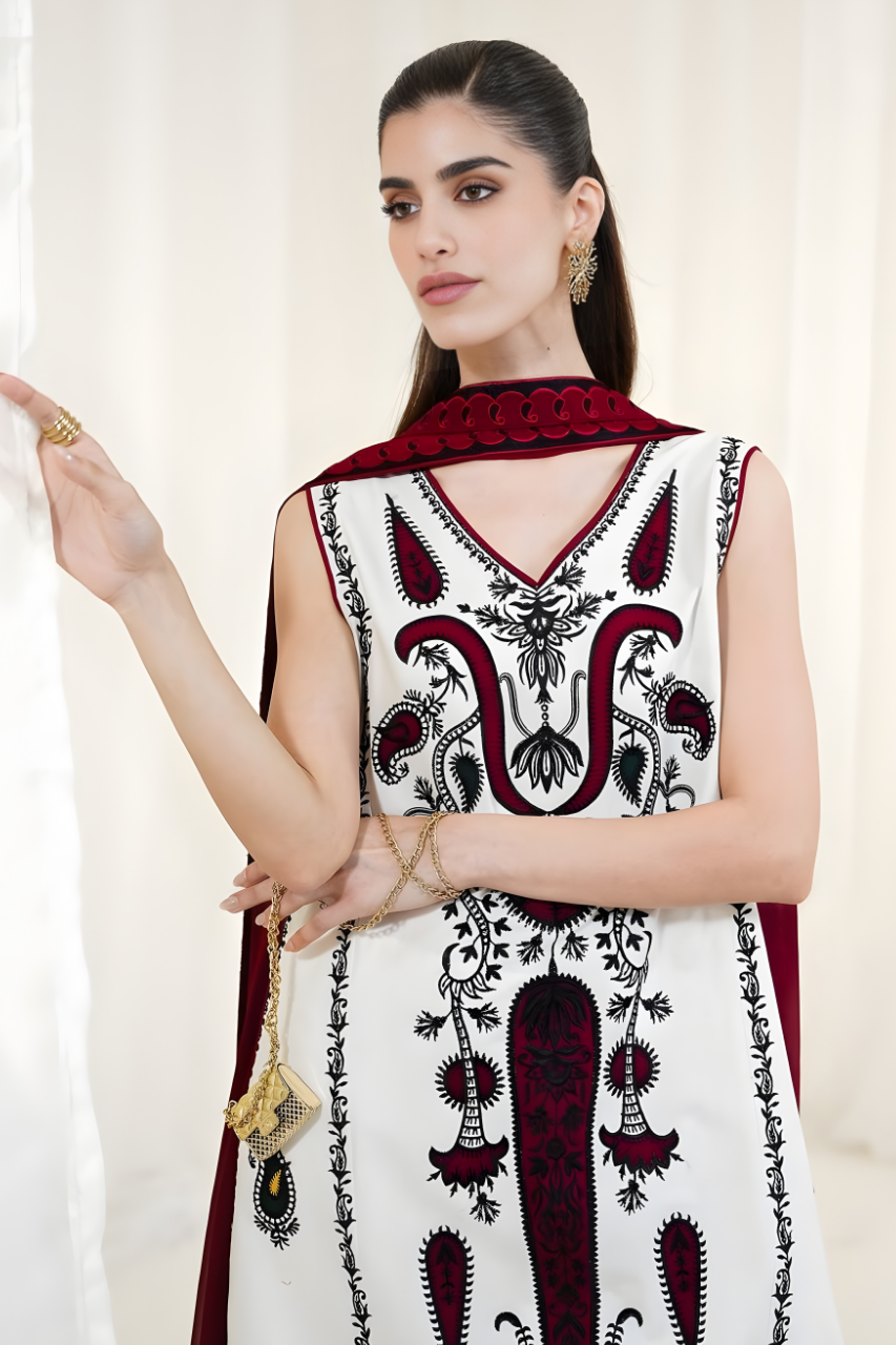 3PC EMBROIDERED LAWN SUIT - SR-703