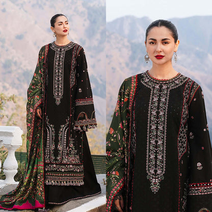 3PC EMBROIDERED DHANAK DRESS RO - 560