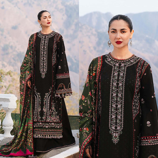 3PC EMBROIDERED DHANAK DRESS RO - 560