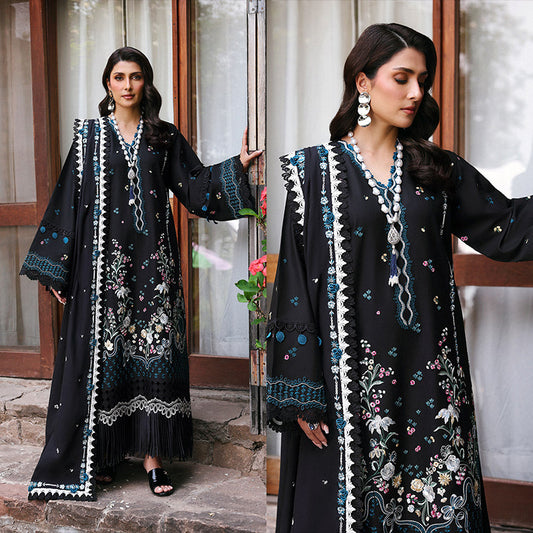 3PC EMBROIDERED DHANAK DRESS RO - 562