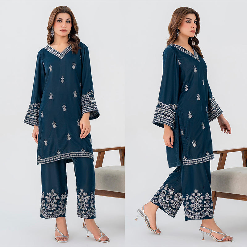 2PC EMBROIDERED MICRO 9000 VELVET DRESS - RO-571