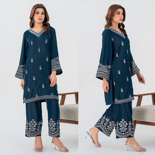 2PC EMBROIDERED MICRO 9000 VELVET DRESS - RO-571