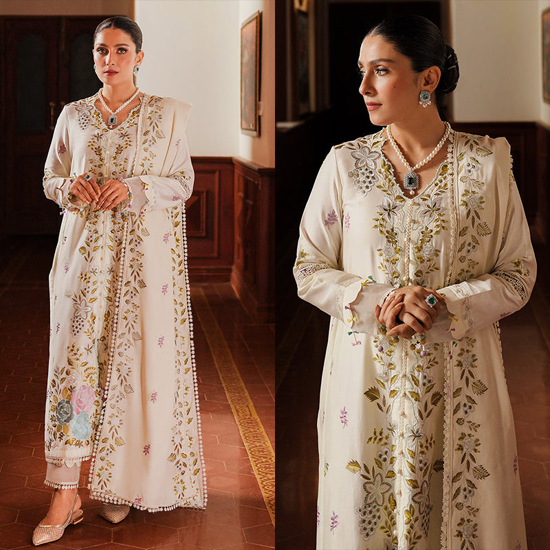 3PC EMBROIDERED DHANAK SUIT - R0-583