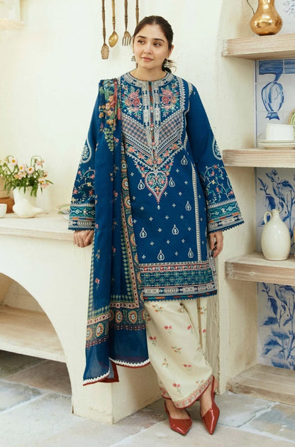 3PC EMBROIDERED DHANAK DRESS RO - 320
