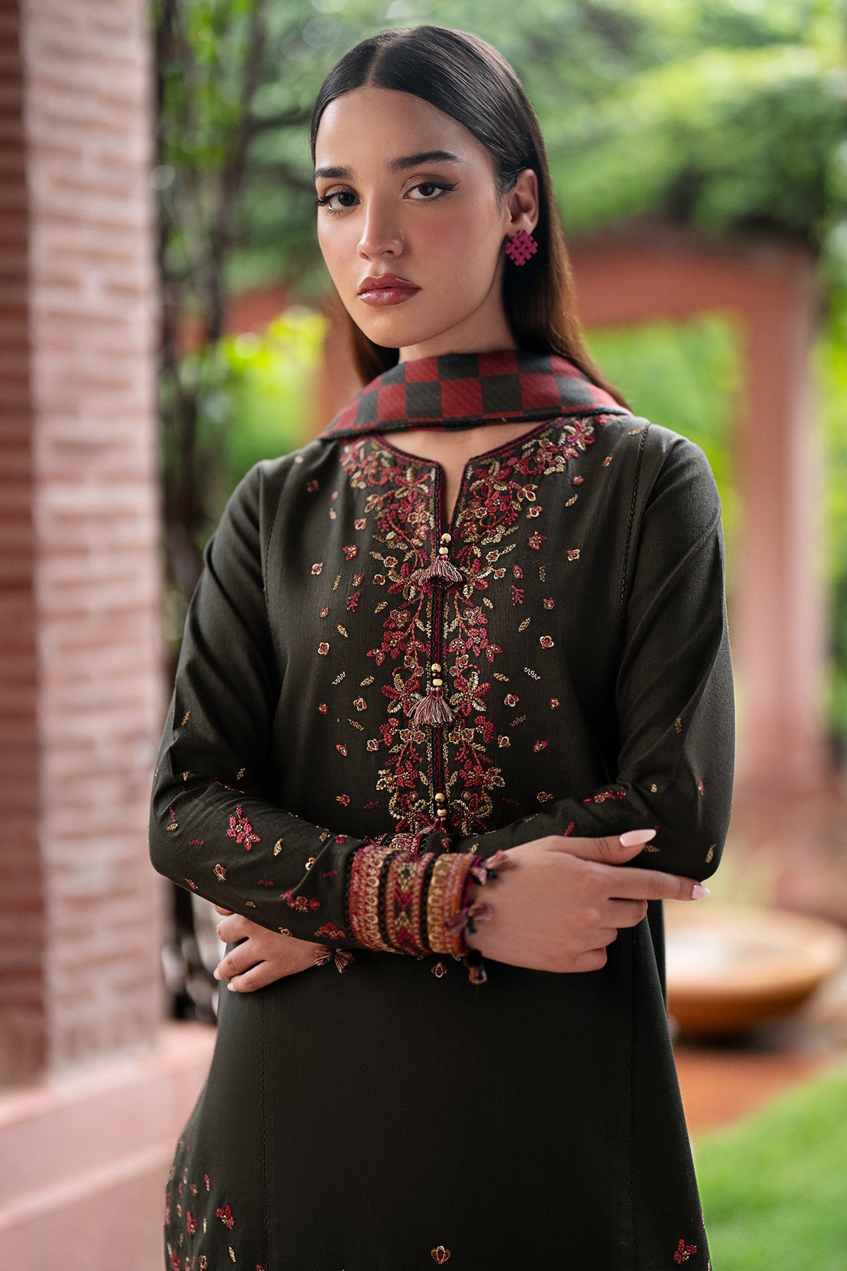3PC EMBROIDERED DHANAK DRESS JZ-3035