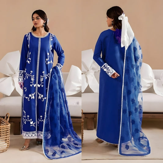 3PC EMBROIDERED LAWN SUIT - SR-661