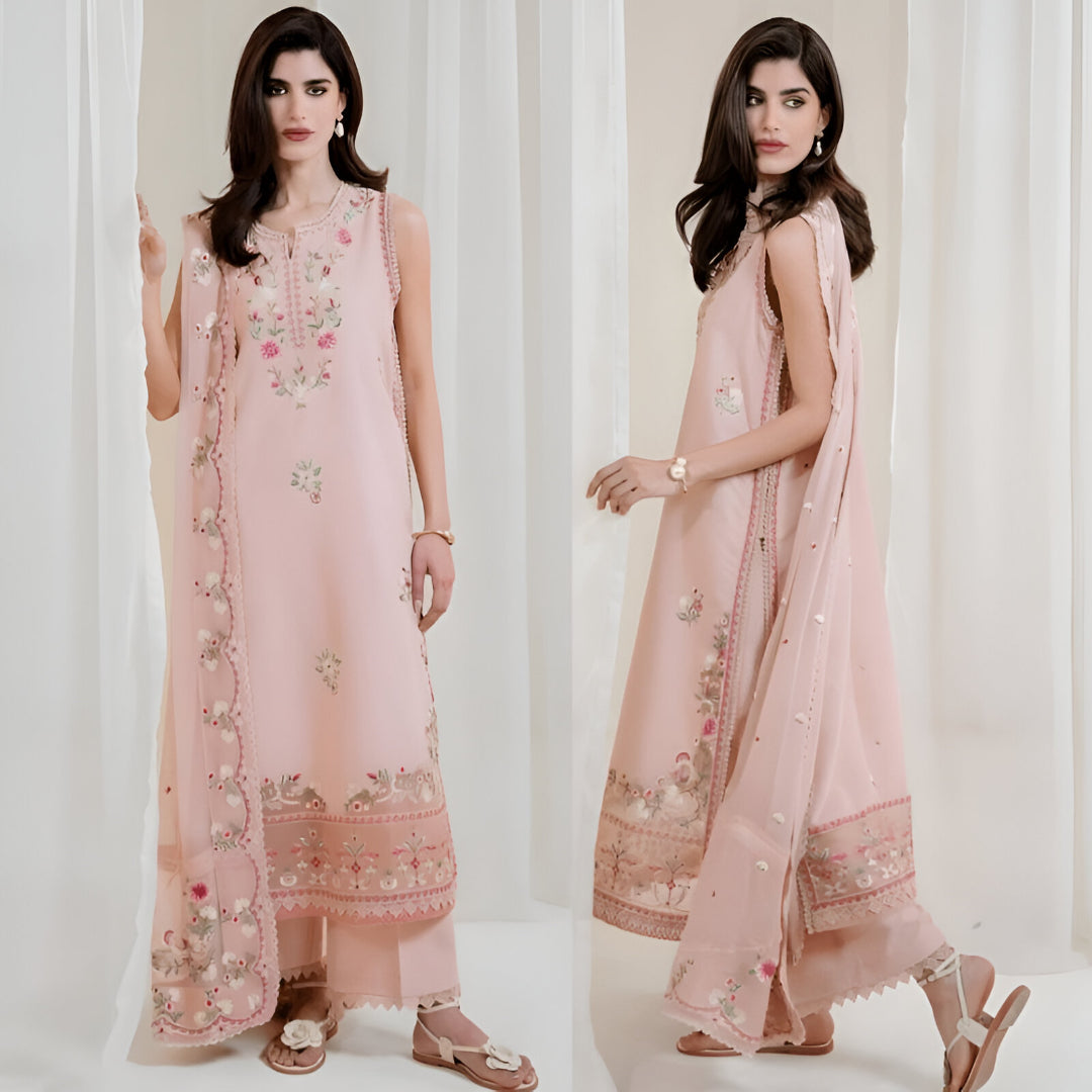 3PC EMBROIDERED LAWN SUIT - SR-716
